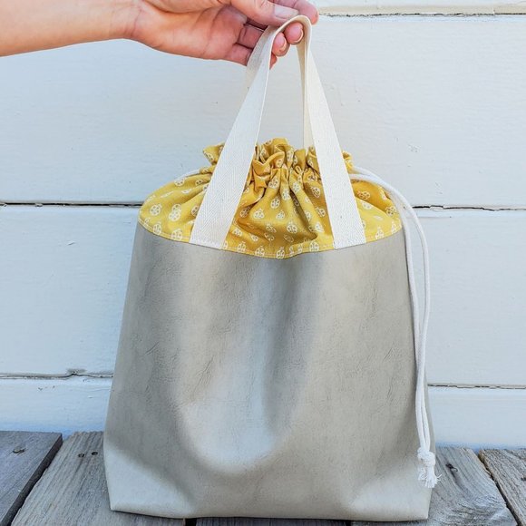 Made By Essie Handbags - Project Bag for Knitting, Crochet, Yarn Storage and Organization! Medium Yellow